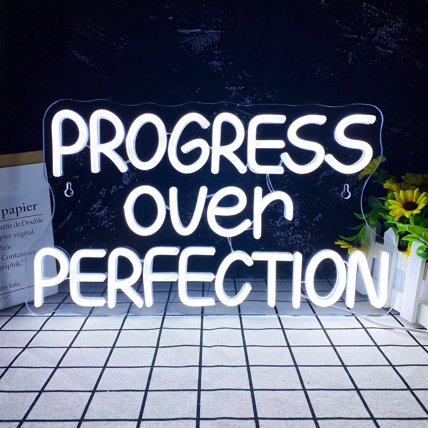 Progress Over Perfection LED N - Home Gym Neon Sign review and price