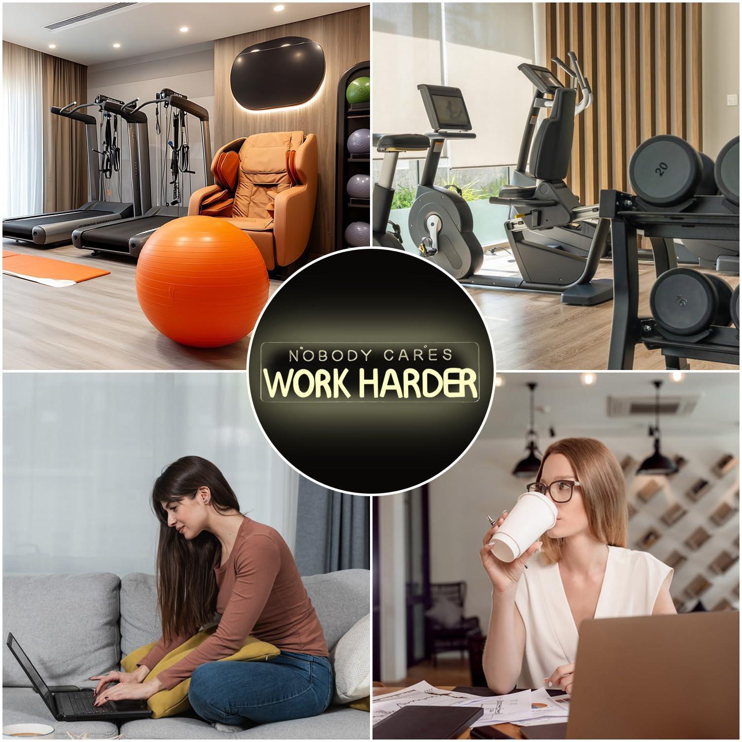 Nobody Cares Work Harder Neon  - Home Gym Neon Sign review and price