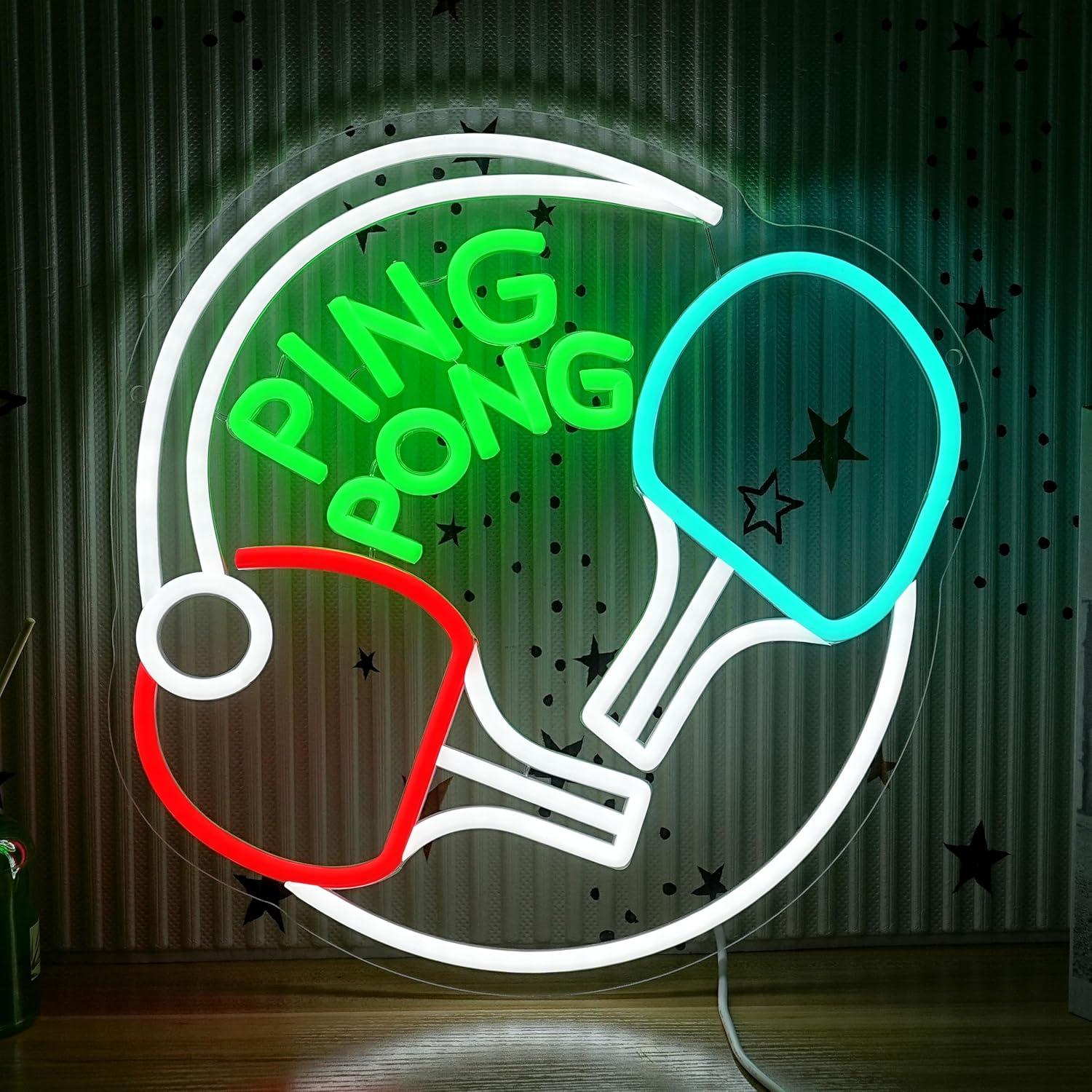 Ping Pong Neon Sign USB Dimmab - Home Gym Neon Sign review and price