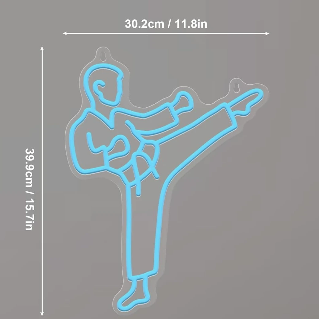 Karate Man Neon Sign Blue LED  - Home Gym Neon Sign review and price